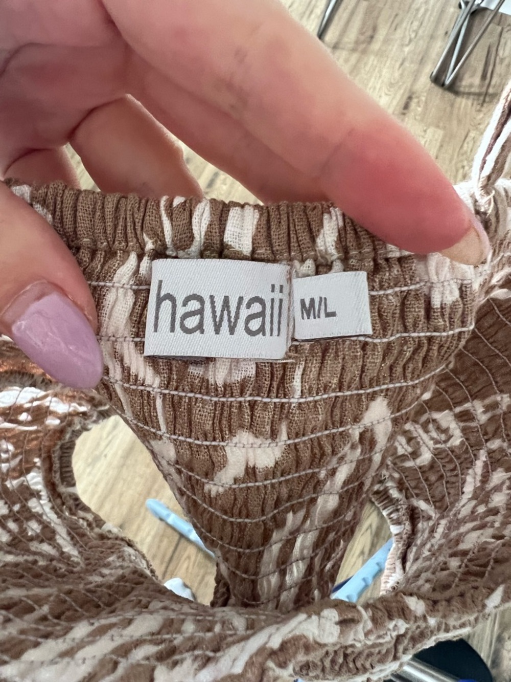 Anthropologie Tan & White Shell-Print Crop Top and Mini Skirt Set - Picture 8 of 8